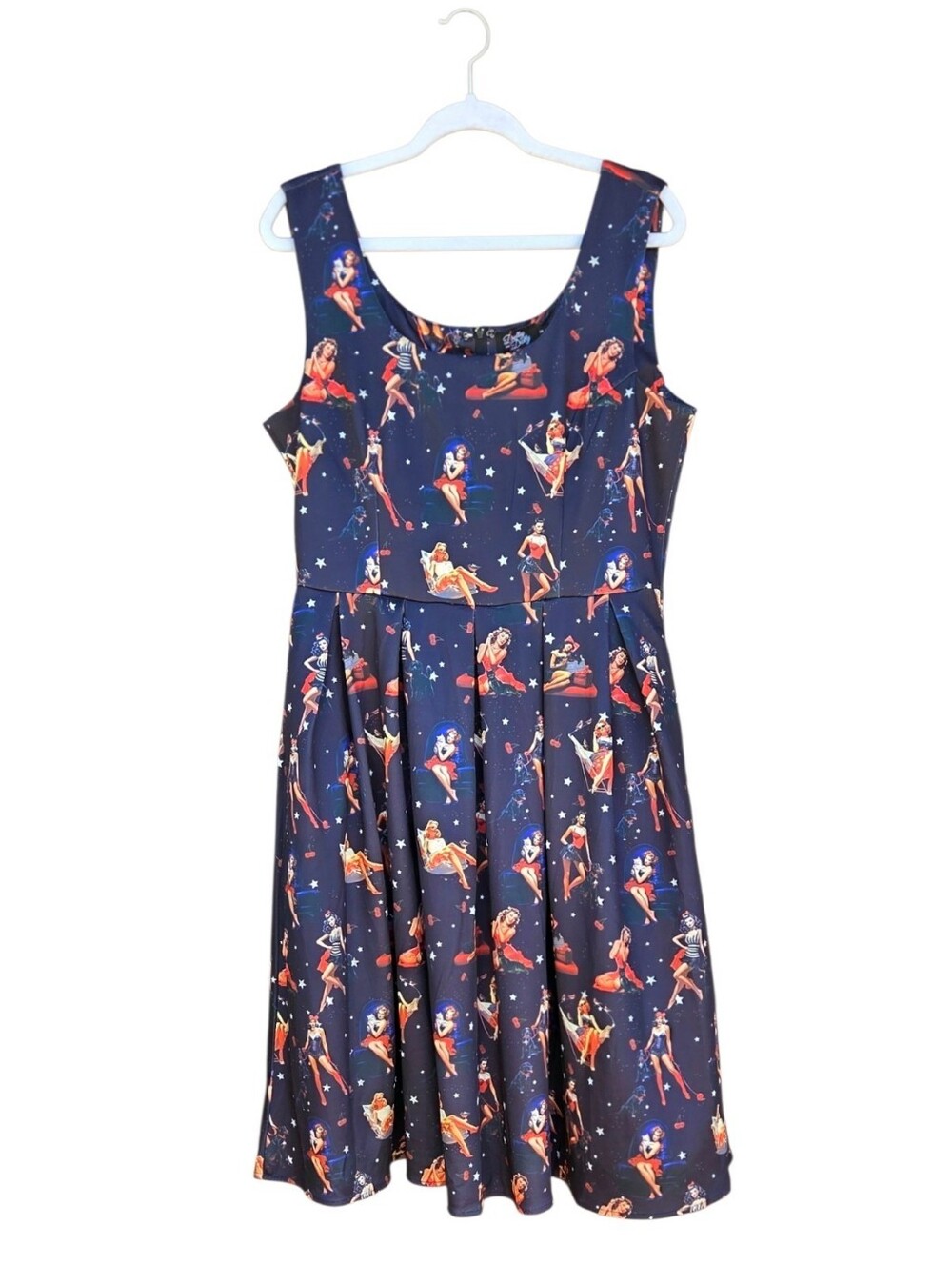 Dolly and Dotty 1950s Black Pinup Print Amanda Swing Dress